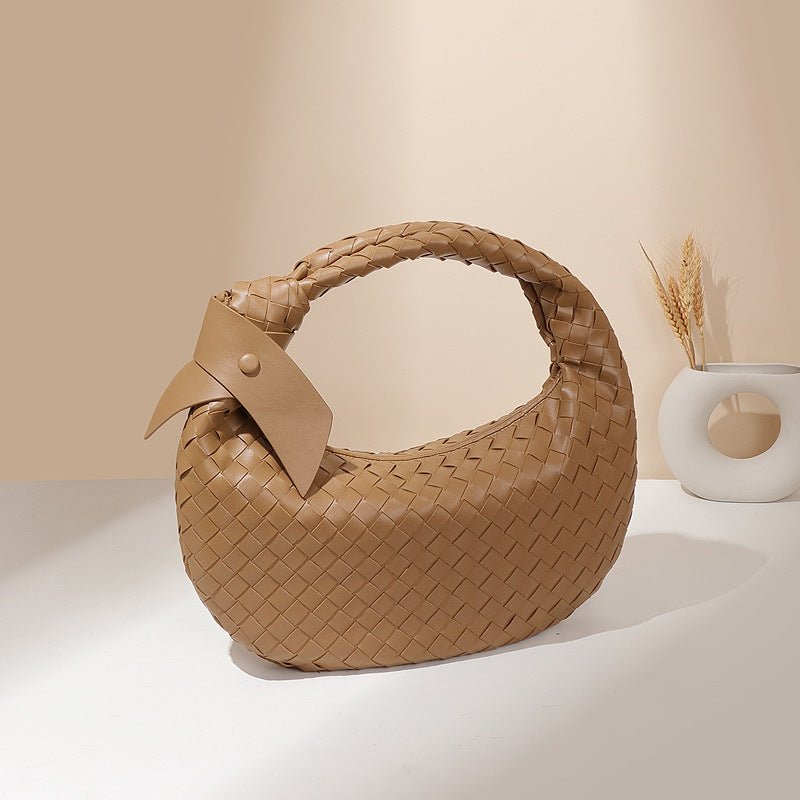 MAC168 Simple And Sstylish Woven Leather Handbag(No bow)