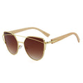 MAC169 Fashionable Cat-eye Metal Frame BamboTemple Sunglasses