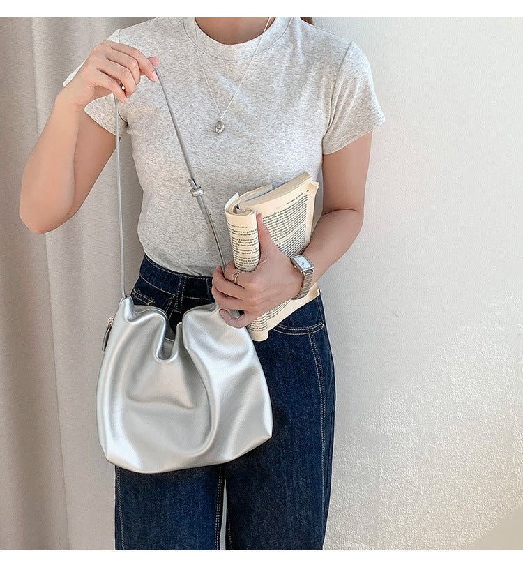 MAC180 High-End Pleated PU Leather All-Match Tote Bag