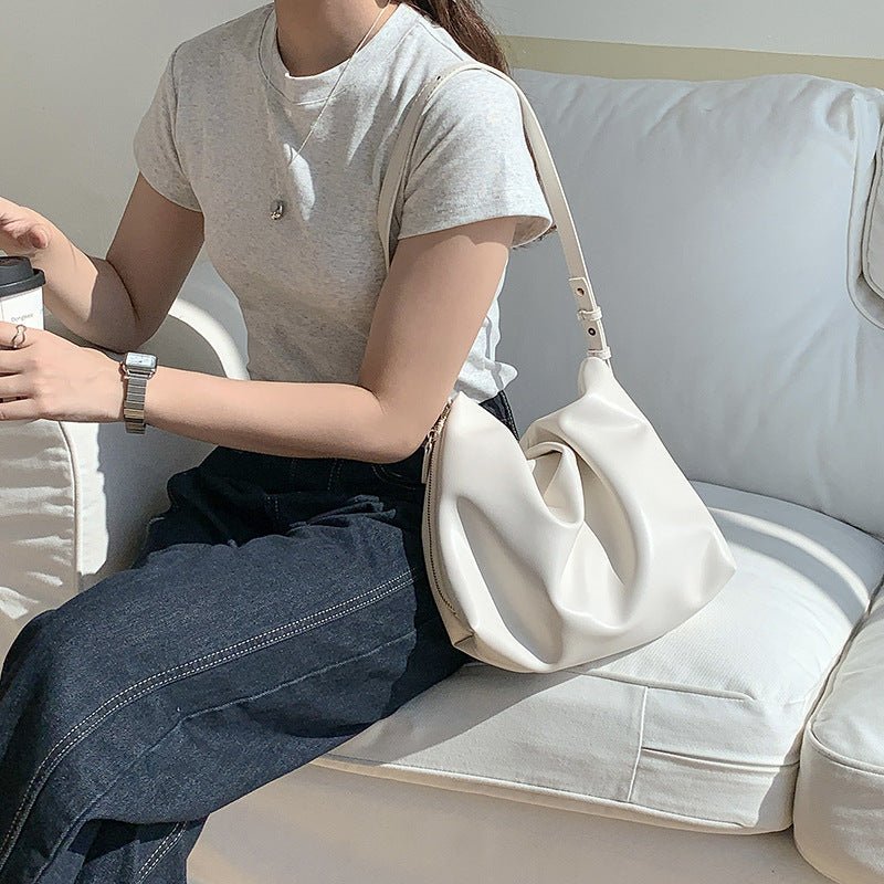 MAC180 High-End Pleated PU Leather All-Match Tote Bag