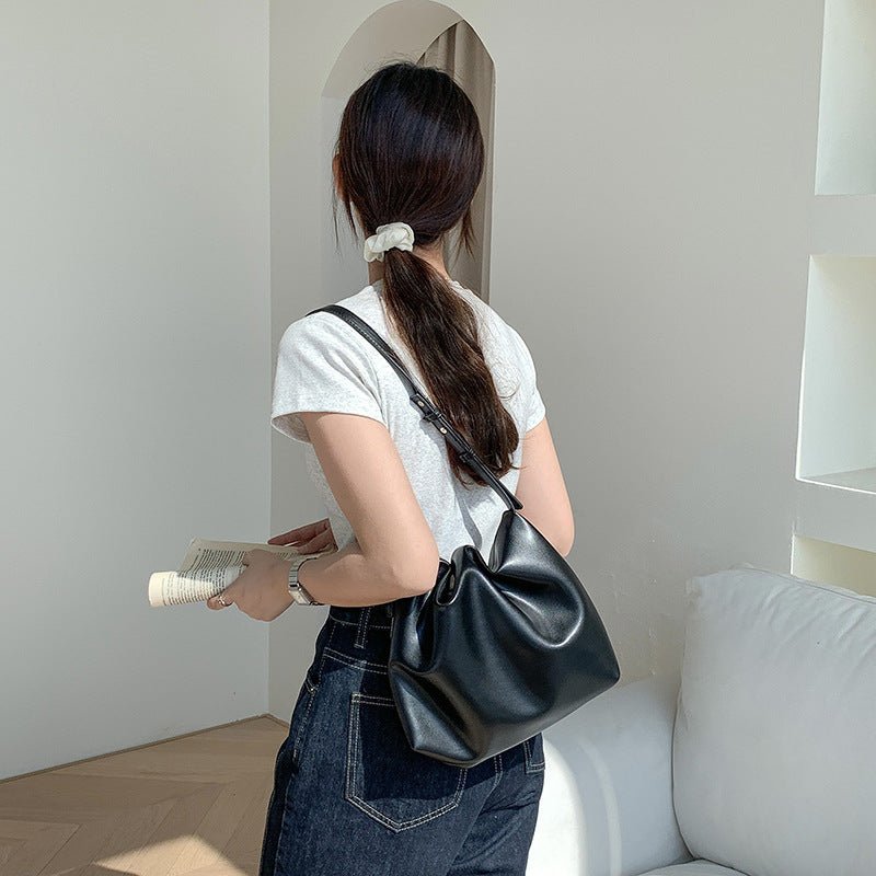 MAC180 High-End Pleated PU Leather All-Match Tote Bag