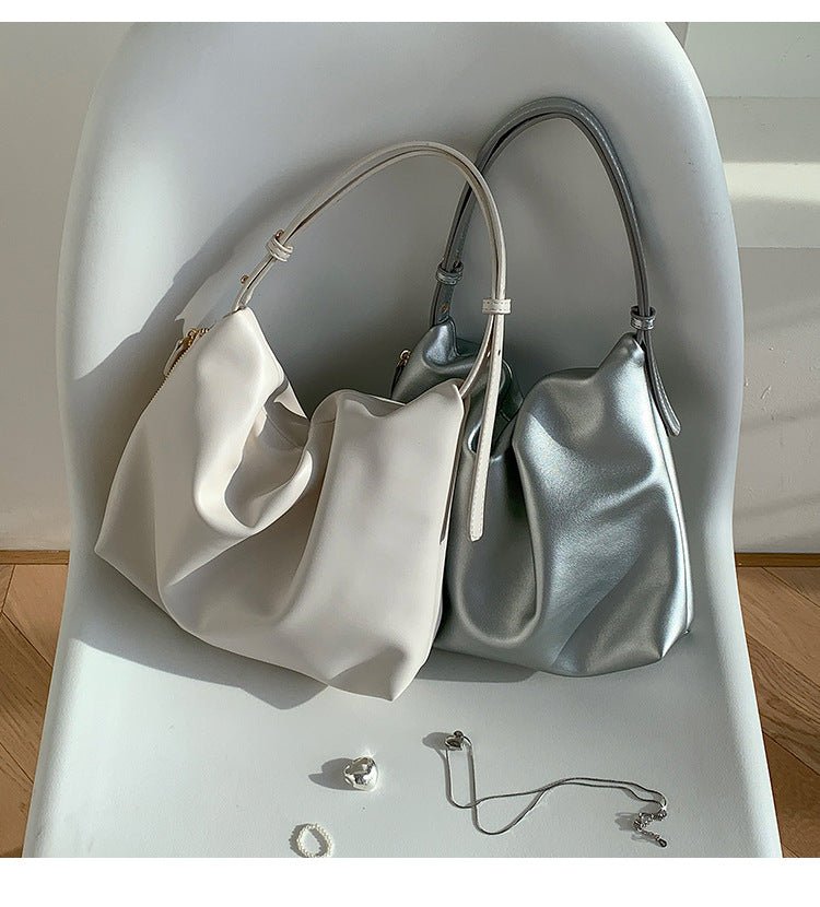 MAC180 High-End Pleated PU Leather All-Match Tote Bag