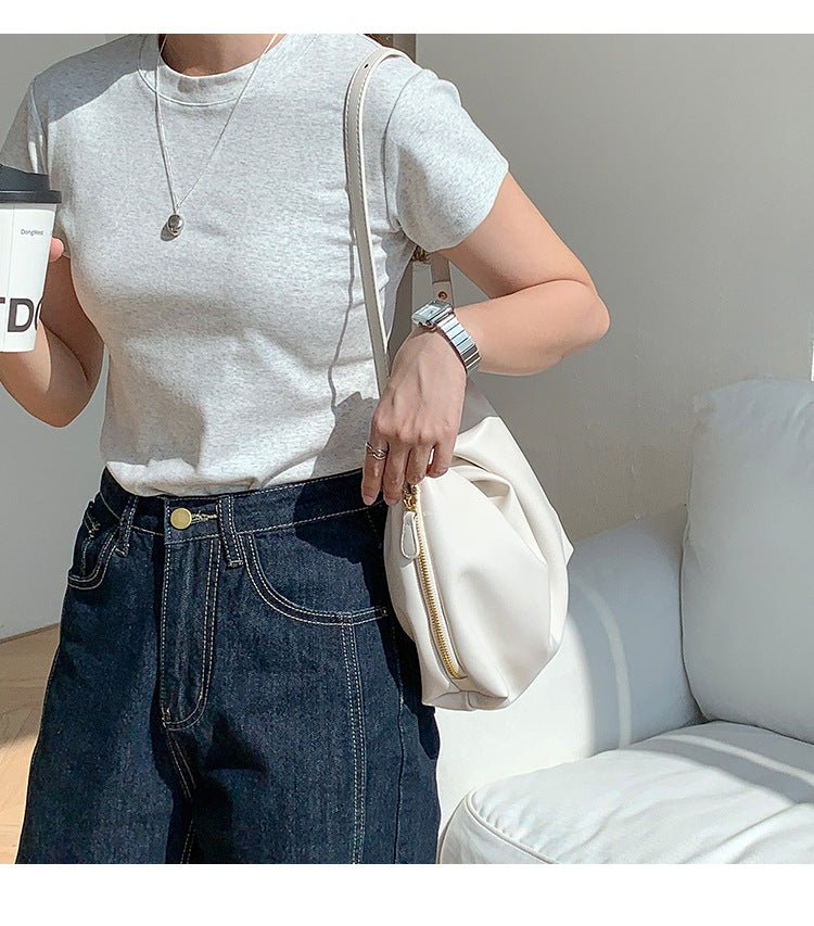 MAC180 High-End Pleated PU Leather All-Match Tote Bag