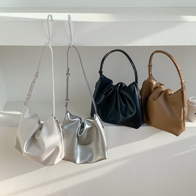 MAC180 High-End Pleated PU Leather All-Match Tote Bag