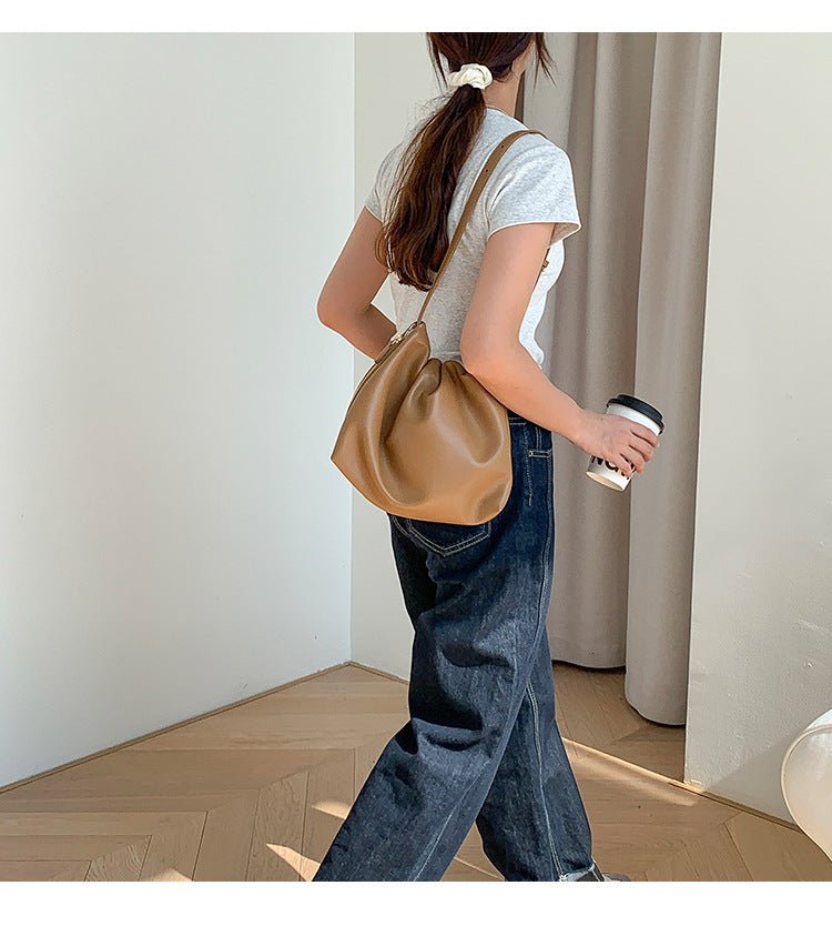 MAC180 High-End Pleated PU Leather All-Match Tote Bag