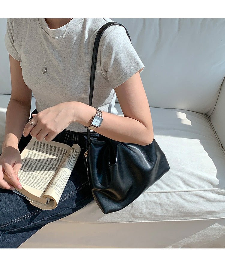MAC180 High-End Pleated PU Leather All-Match Tote Bag