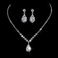 MAC181 Brilliant Full Diamond Zircon Drop Necklace And Earrings