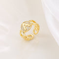 MAC186 Copper Set With Zircon 18K Real Gold Love Glossy Letter Ring