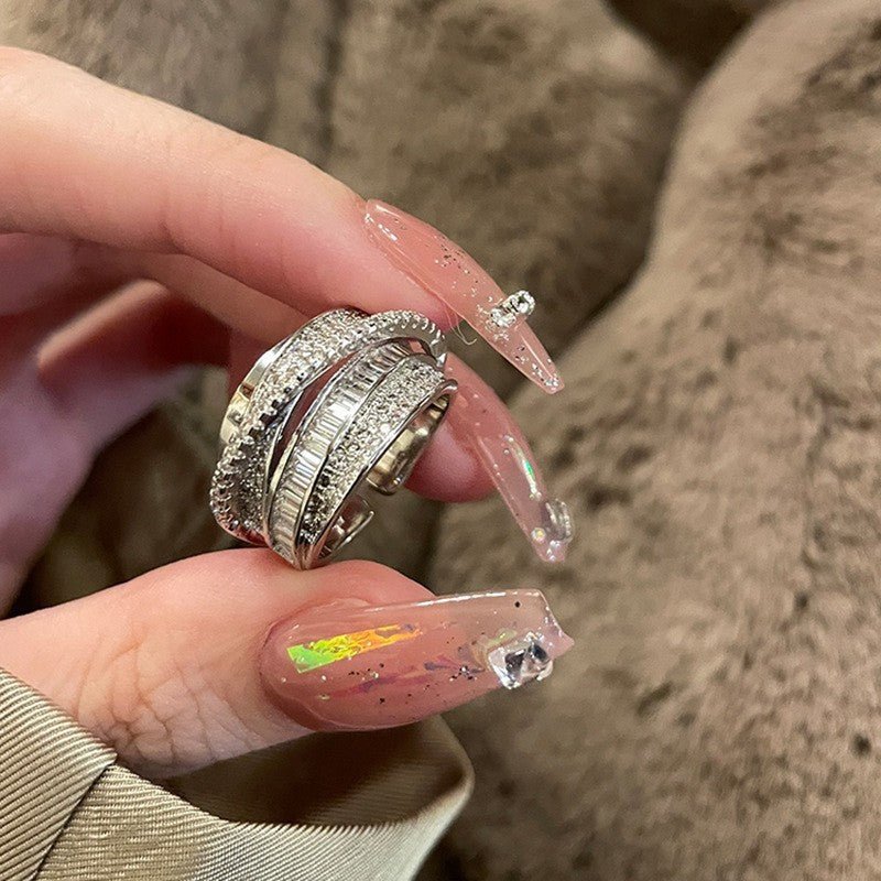 MAC187 Copper Sset Zircon Personalized Multi-Layered Open Ring