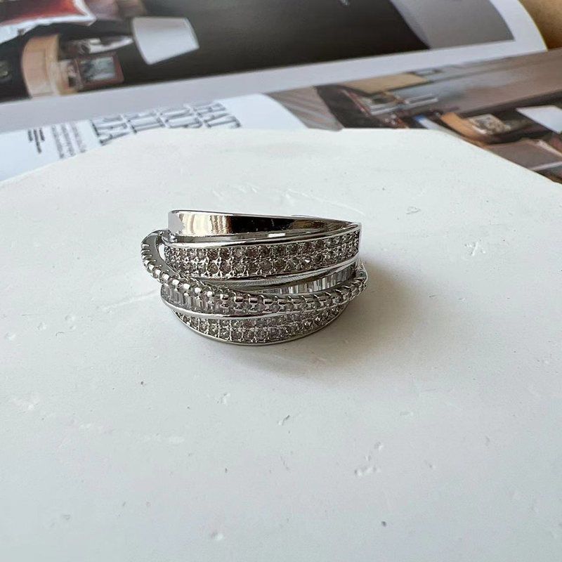 MAC187 Copper Sset Zircon Personalized Multi-Layered Open Ring