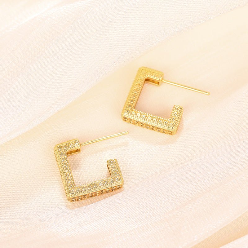 Micropaved Diamond Super Flash Geometric High-End Earrings(MAC190)