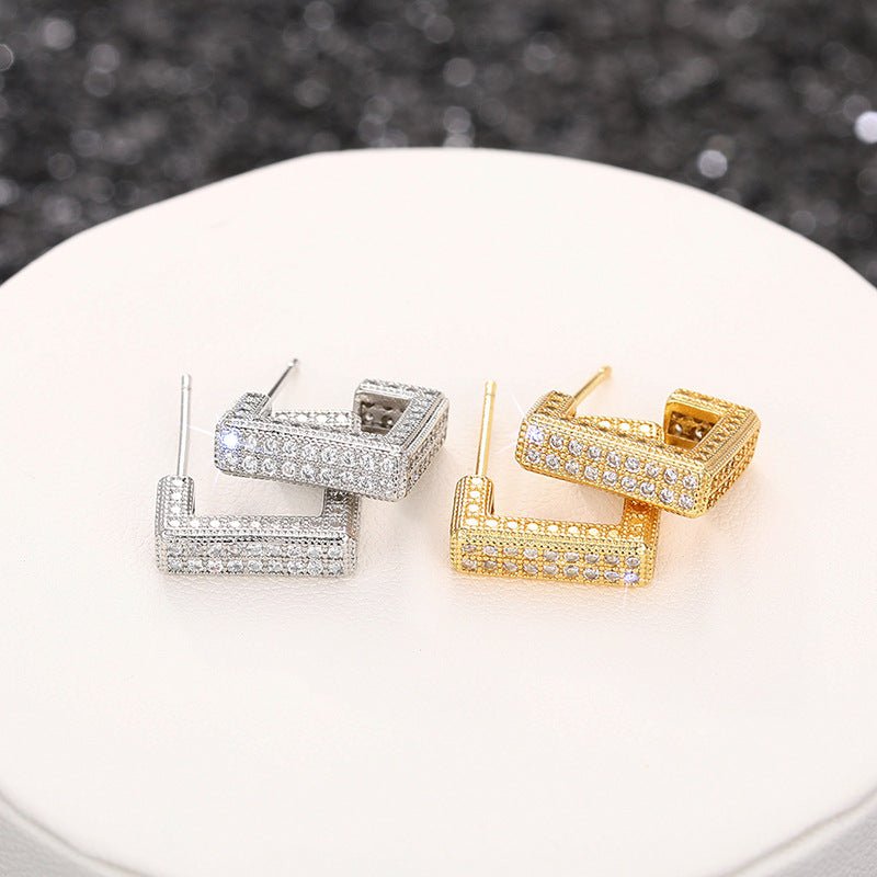 Micropaved Diamond Super Flash Geometric High-End Earrings(MAC190)