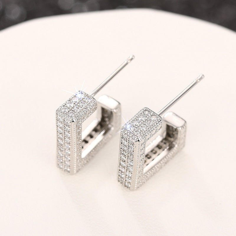 Micropaved Diamond Super Flash Geometric High-End Earrings(MAC190)