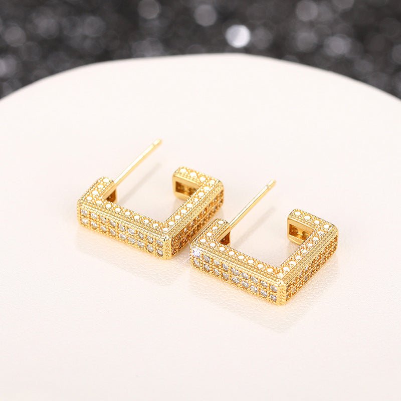 Micropaved Diamond Super Flash Geometric High-End Earrings(MAC190)