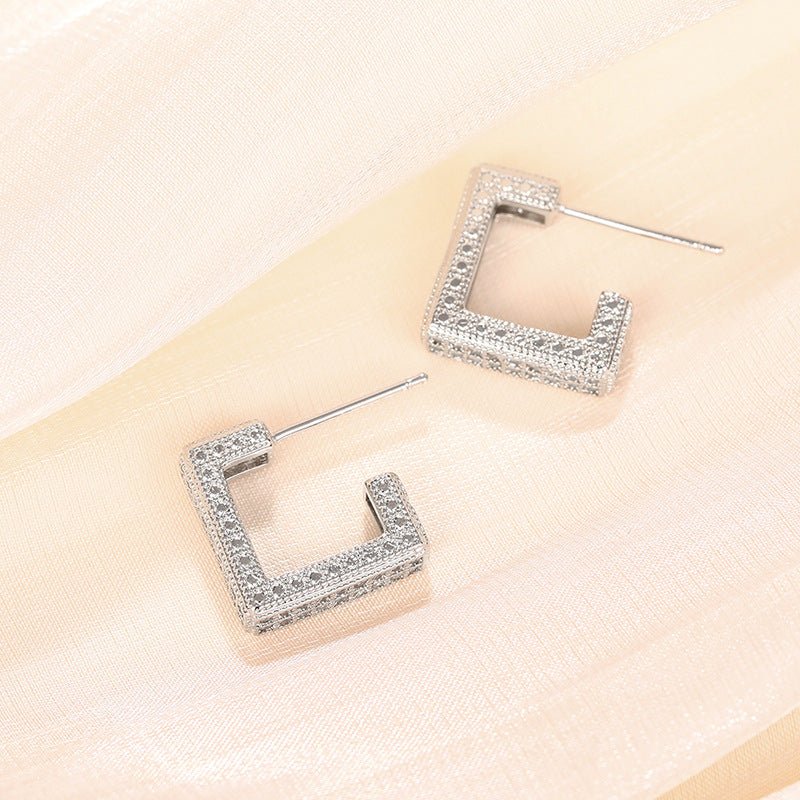 Micropaved Diamond Super Flash Geometric High-End Earrings(MAC190)