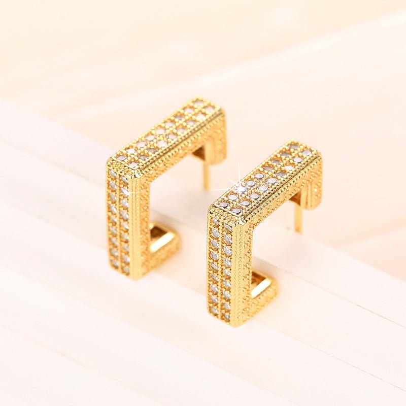 Micropaved Diamond Super Flash Geometric High-End Earrings(MAC190)