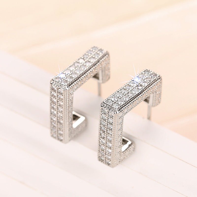 Micropaved Diamond Super Flash Geometric High-End Earrings(MAC190)