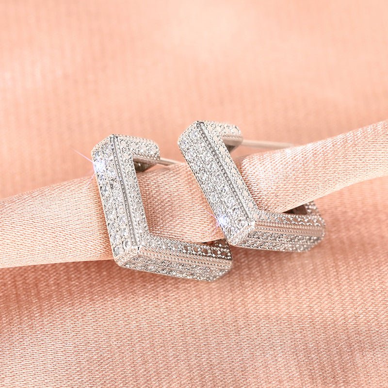 Micropaved Diamond Super Flash Geometric High-End Earrings(MAC190)