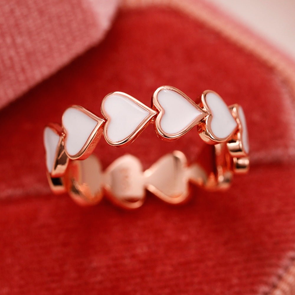 Simple Pink Heart-To-Heart Glue Ring and Earring(MAC198)