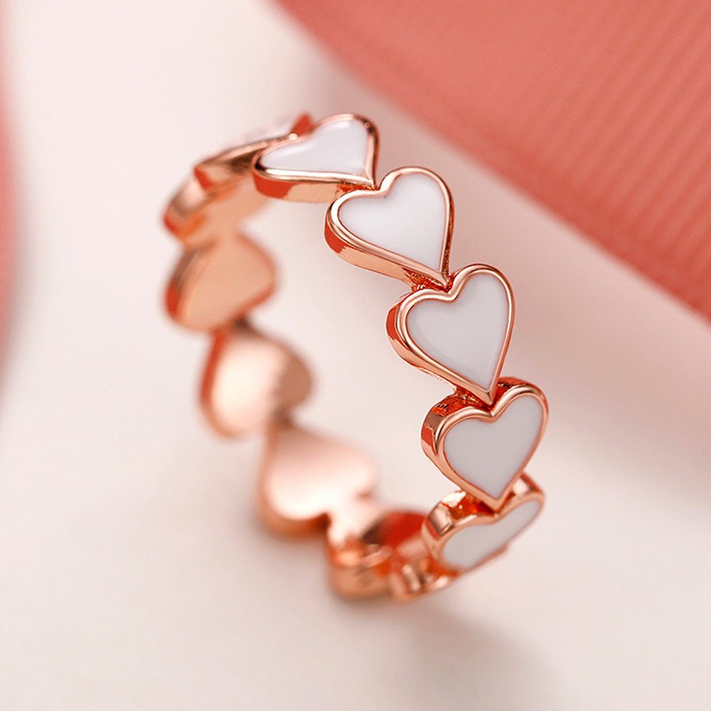Simple Pink Heart-To-Heart Glue Ring and Earring(MAC198)