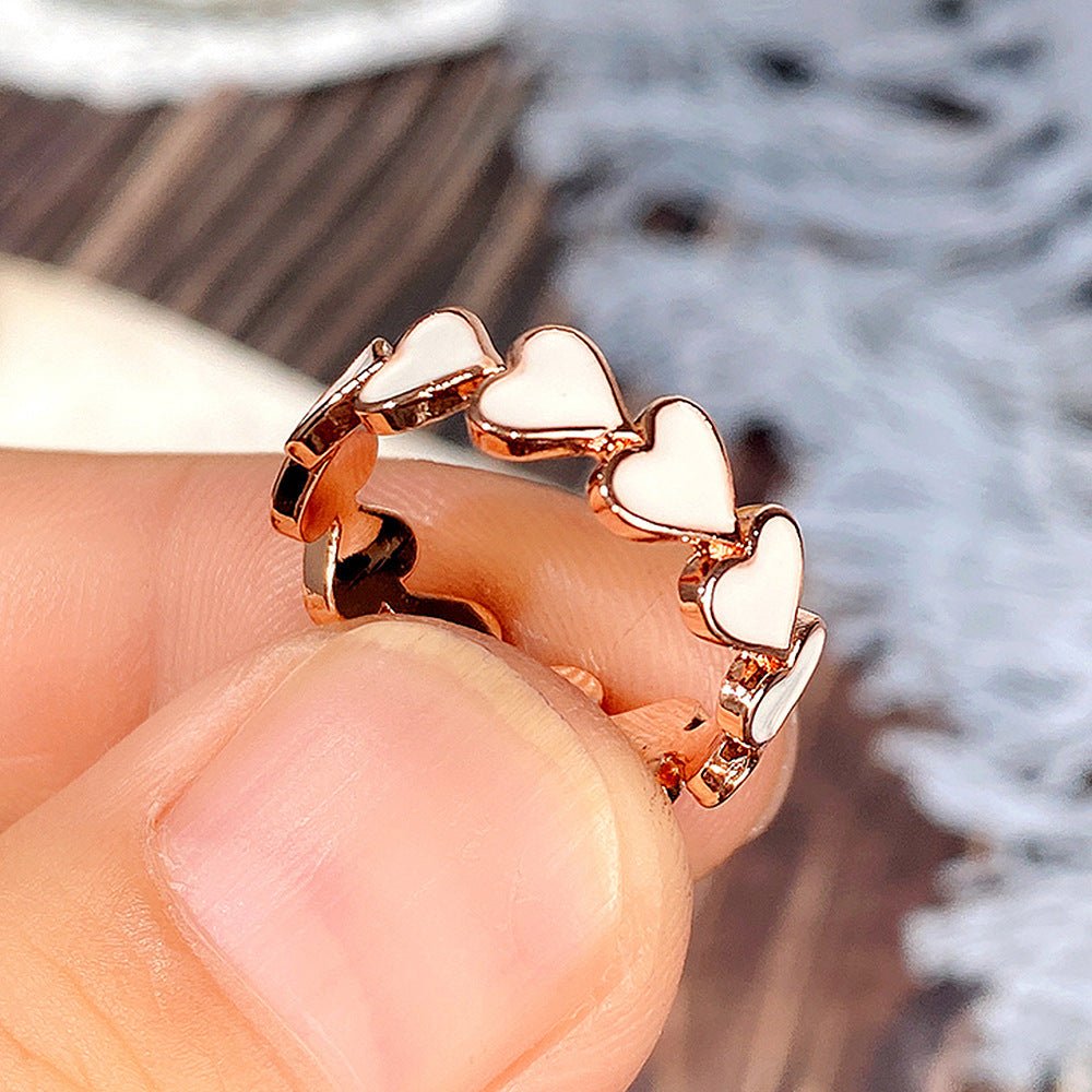 Simple Pink Heart-To-Heart Glue Ring and Earring(MAC198)