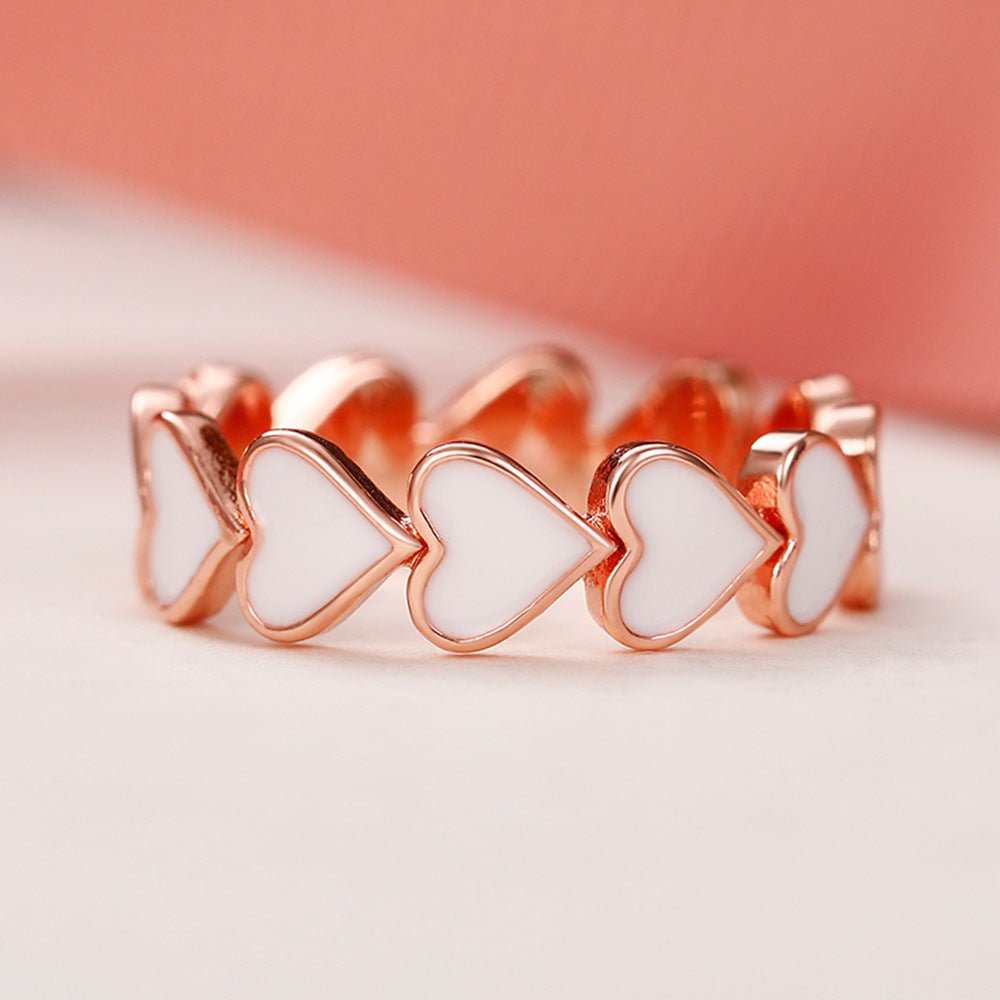 Simple Pink Heart-To-Heart Glue Ring and Earring(MAC198)