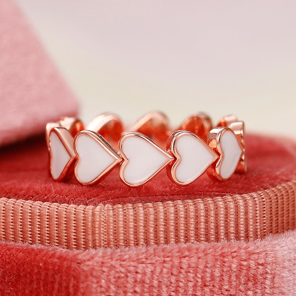 Simple Pink Heart-To-Heart Glue Ring and Earring(MAC198)