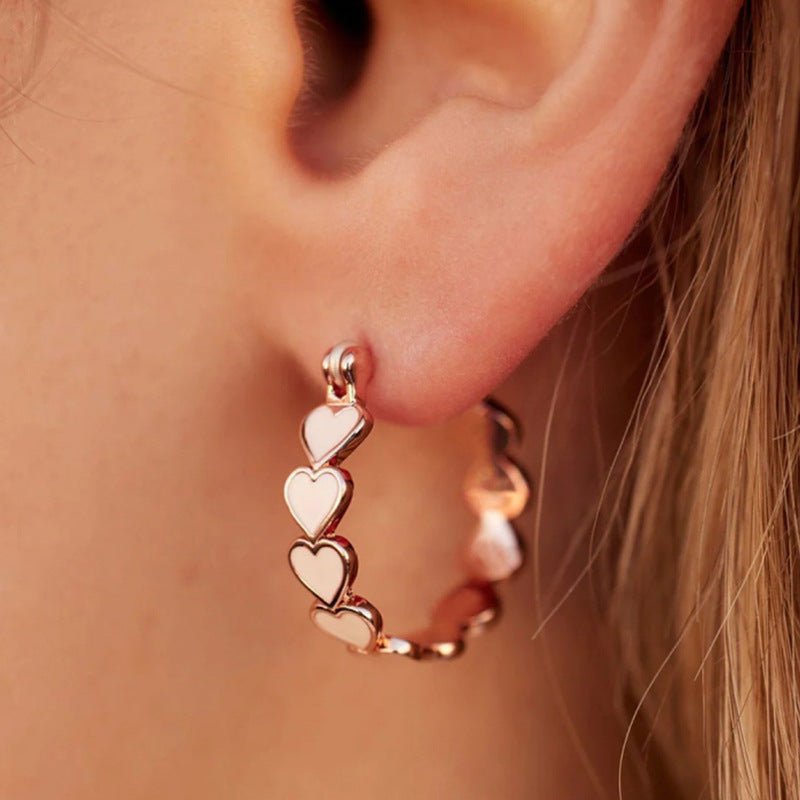 Simple Pink Heart-To-Heart Glue Ring and Earring(MAC198)
