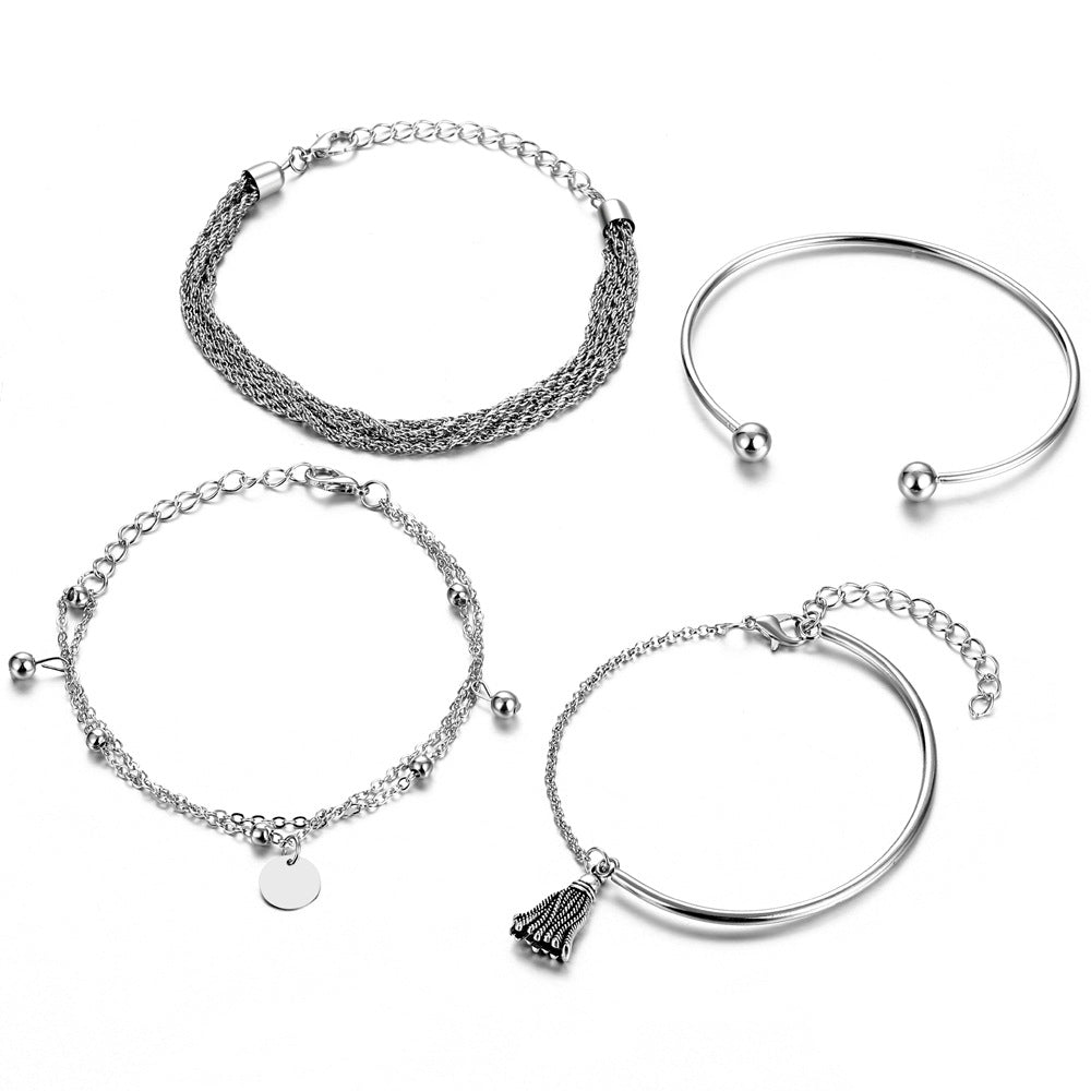 Silver Glossy Tassel Bracelet(MAC204)