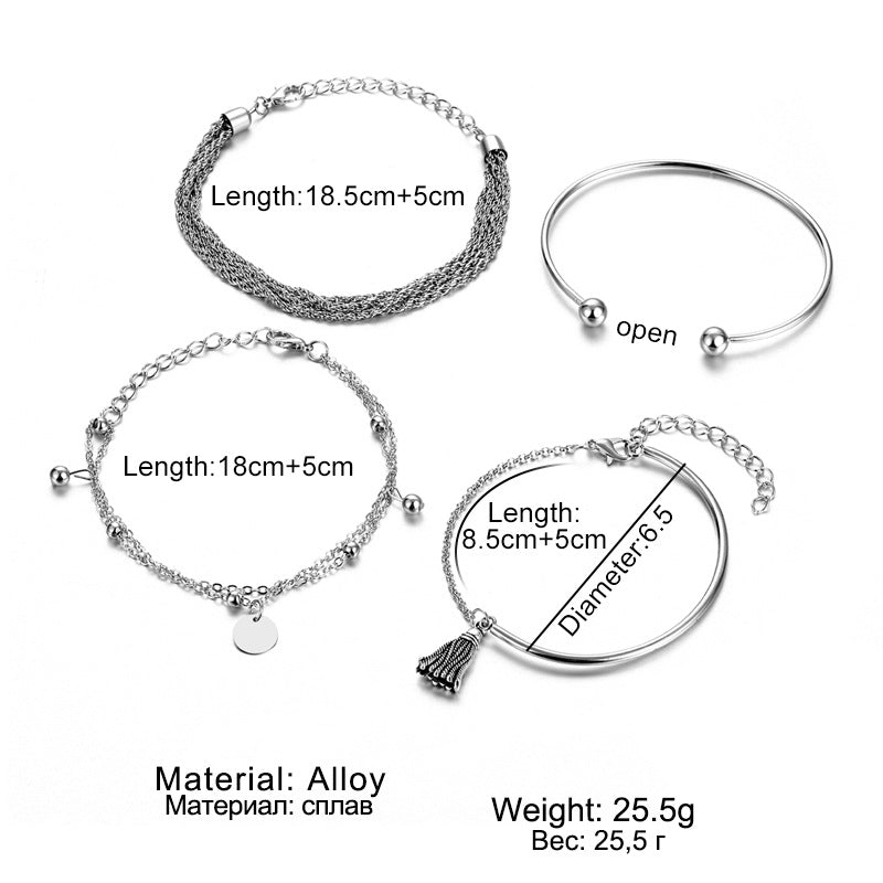 Silver Glossy Tassel Bracelet(MAC204)
