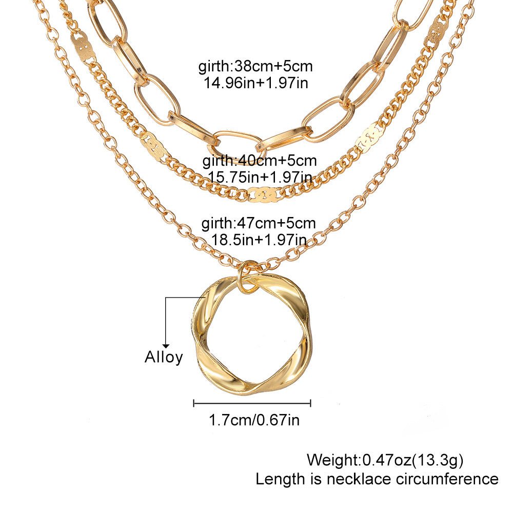 Thick Chain Round Pendant Necklace(MAC207)