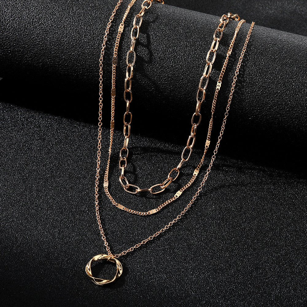 Thick Chain Round Pendant Necklace(MAC207)