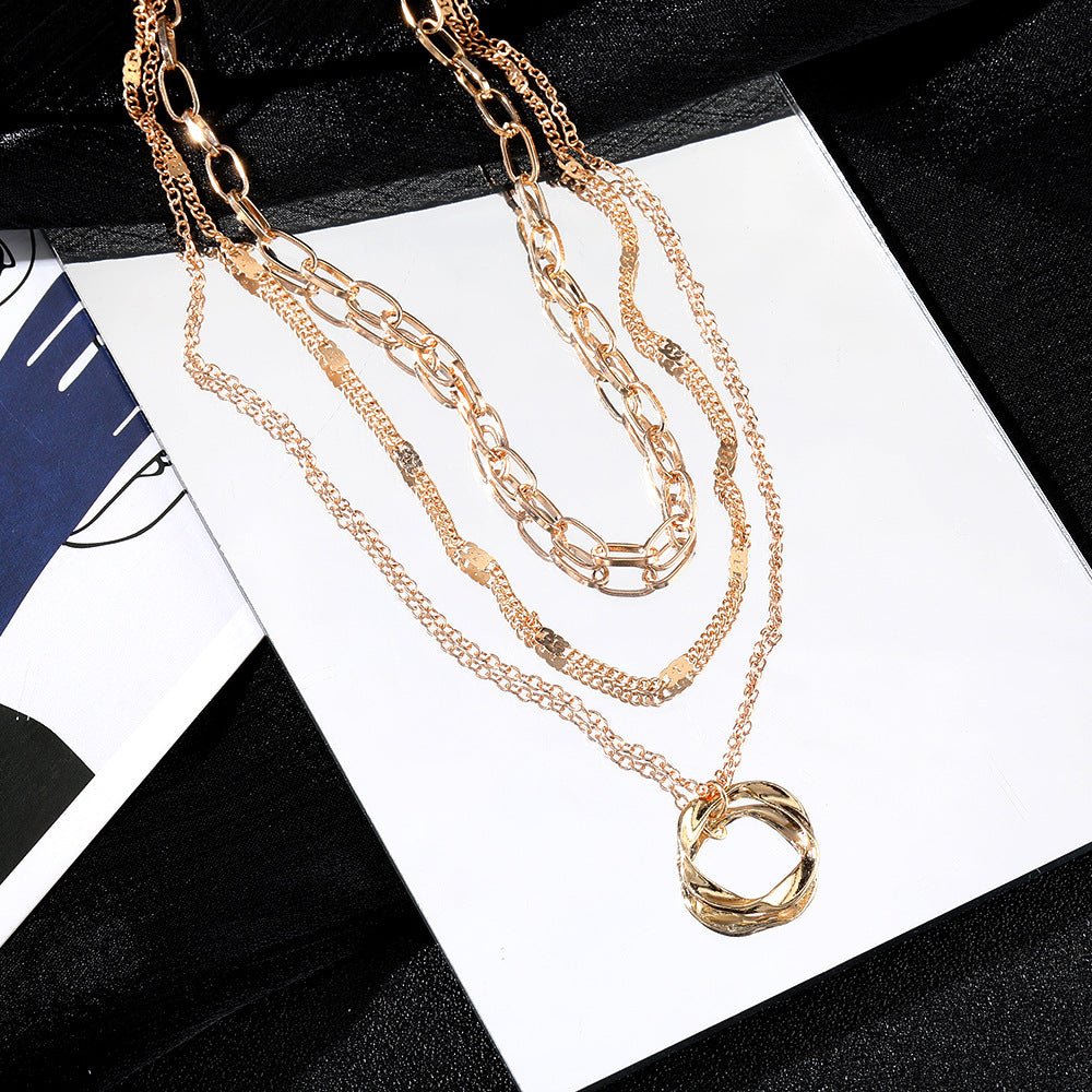 Thick Chain Round Pendant Necklace(MAC207)