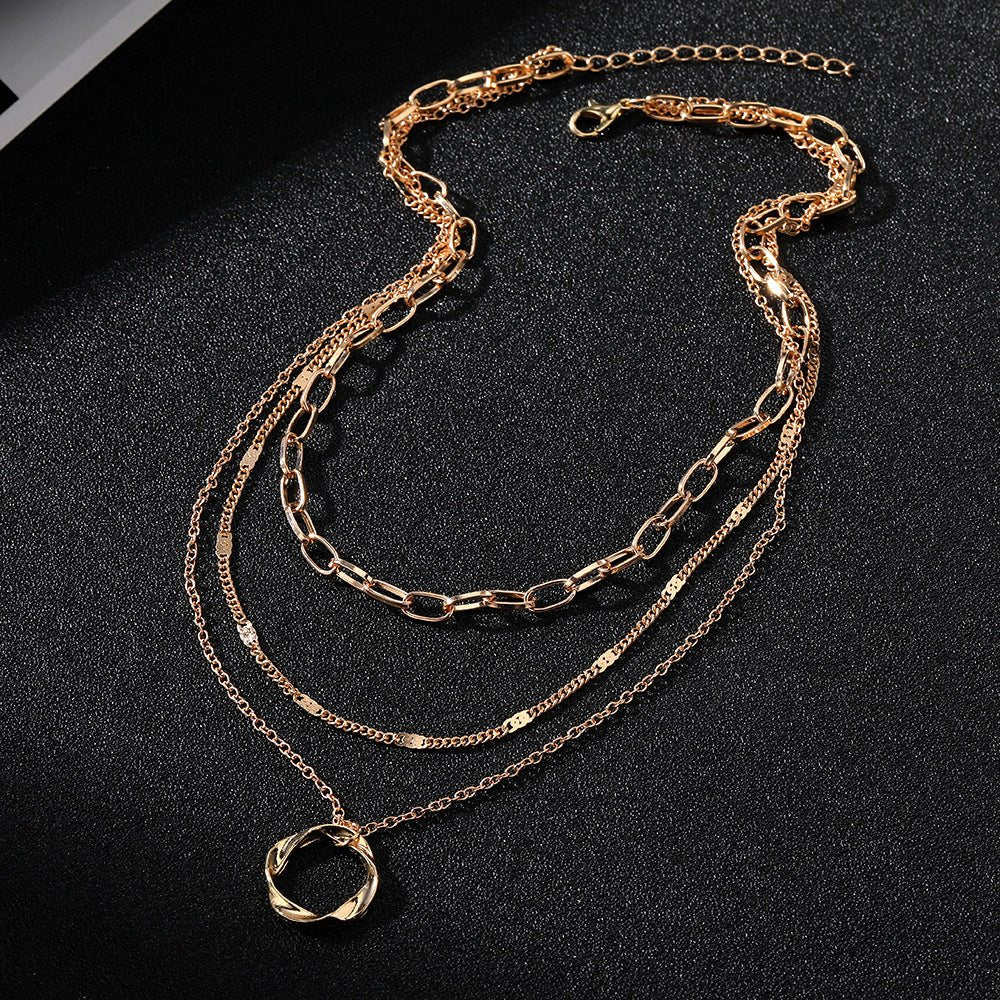 Thick Chain Round Pendant Necklace(MAC207)