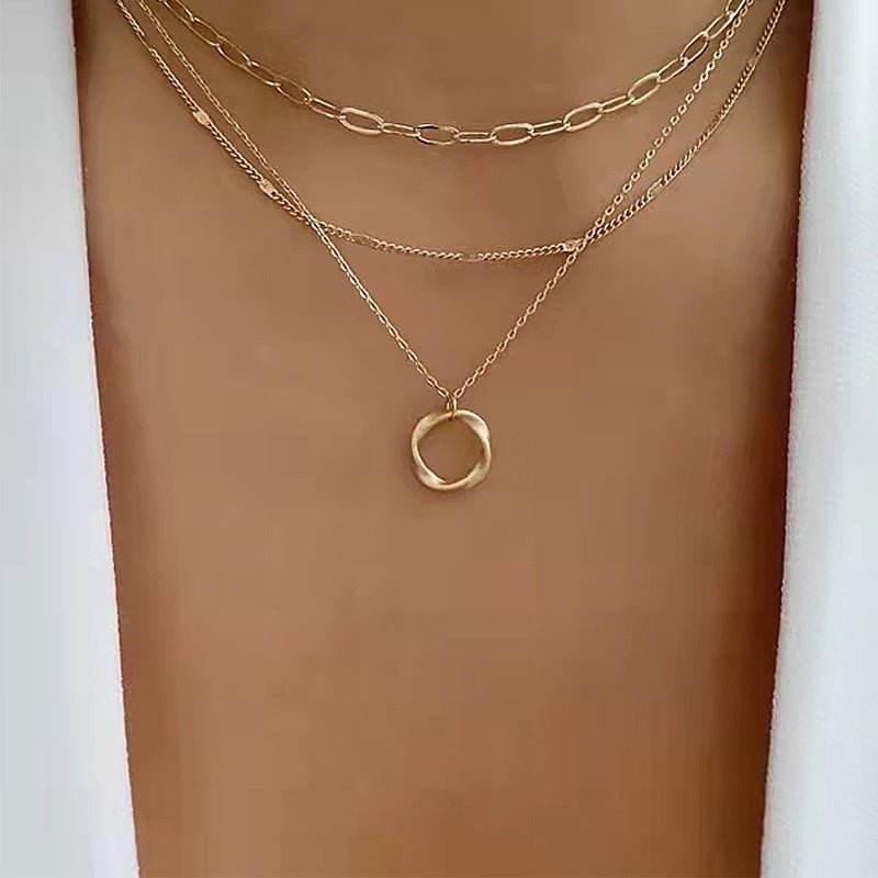 Thick Chain Round Pendant Necklace(MAC207)
