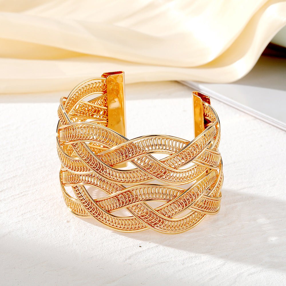 Adjustable Alloy Braided Mesh Wide Bracelet(MAC208)