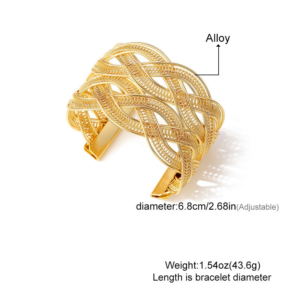 Adjustable Alloy Braided Mesh Wide Bracelet(MAC208)