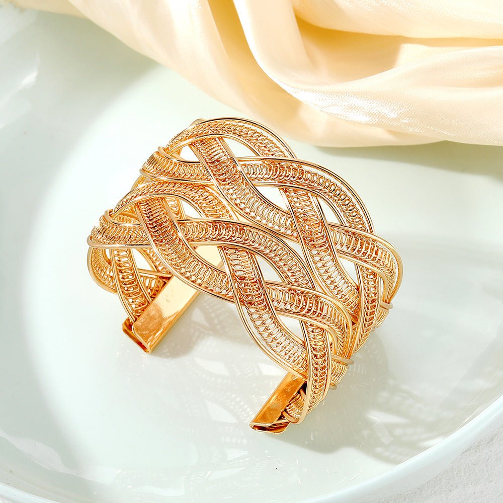 Adjustable Alloy Braided Mesh Wide Bracelet(MAC208)