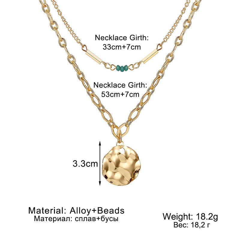 Vintage Double Layer Metal Disc Necklace(MAC211)