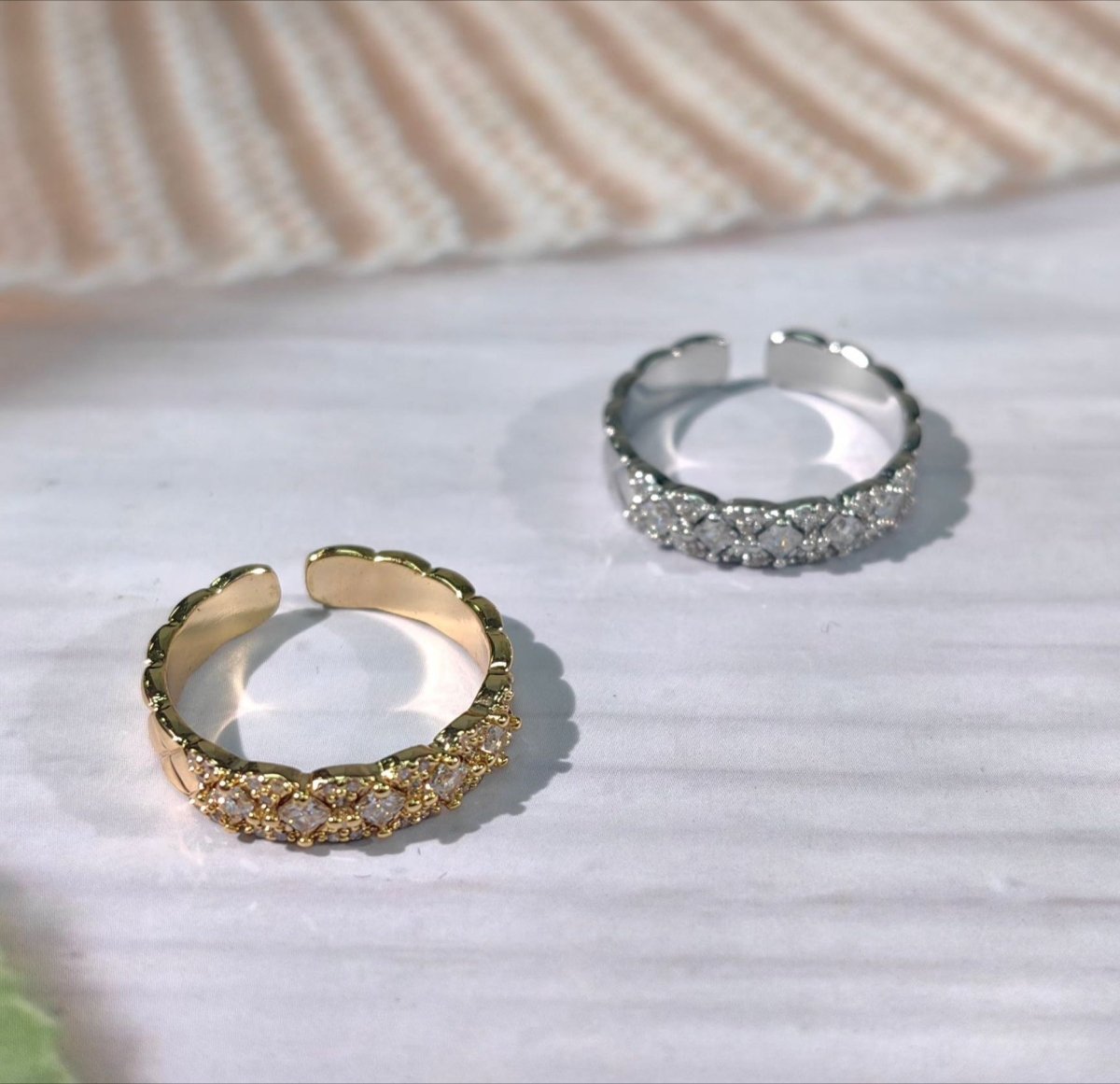 18K Gold Vacuum Plating: Brass With Zircon Open Ring(MAC213)