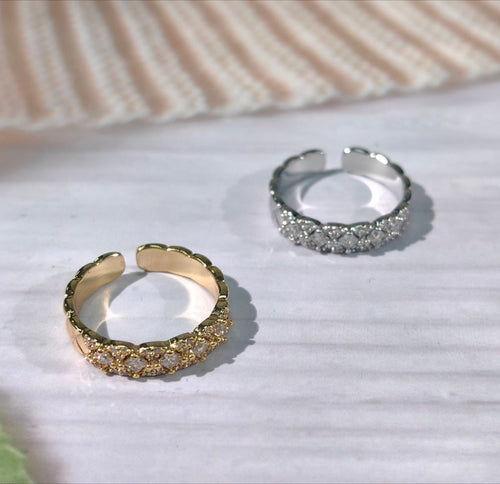 18K Gold Vacuum Plating: Brass With Zircon Open Ring(MAC213)