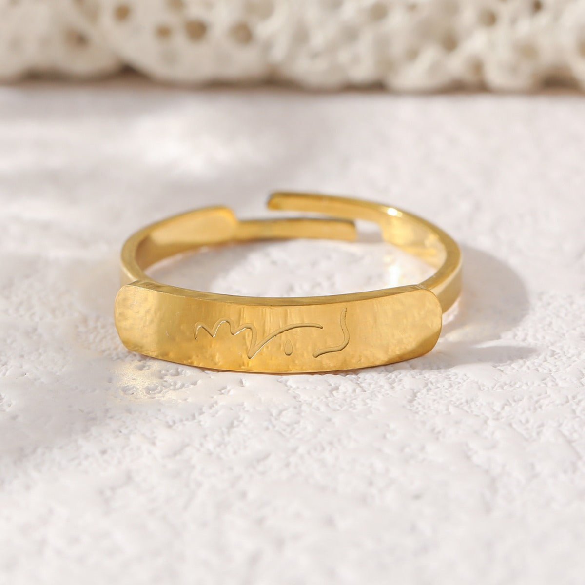 Simple engraved titanium steel ring with Arabic elements （With gift box）(MAC215)
