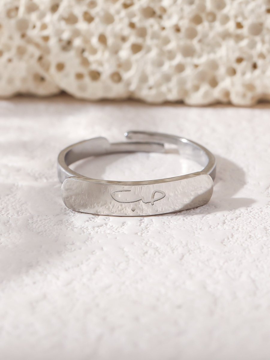 Simple engraved titanium steel ring with Arabic elements （With gift box）(MAC215)