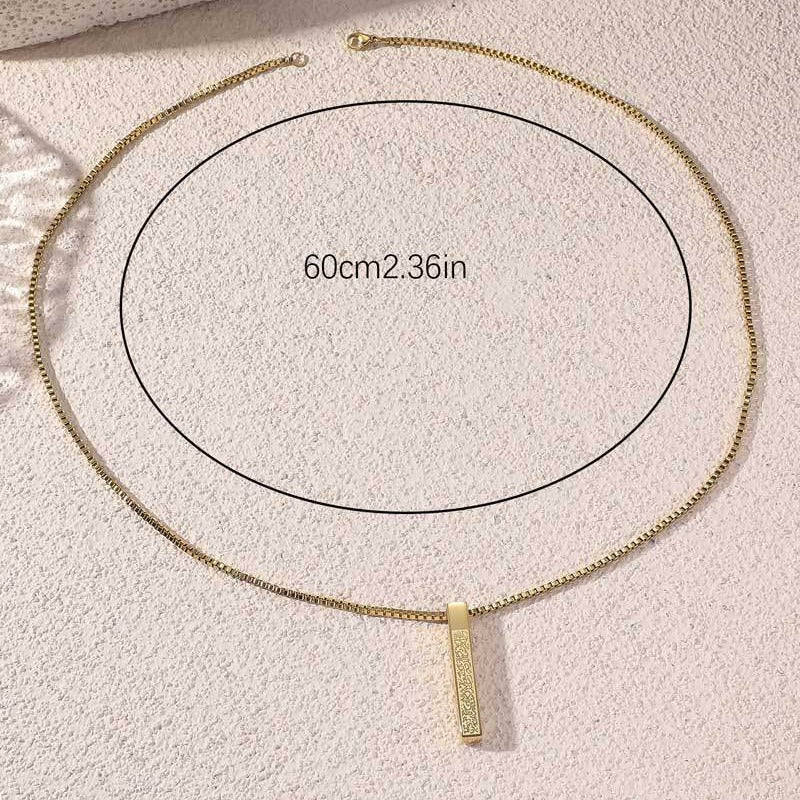 Titanium Steel High-Quality Square Pillar Engraved Necklace (With gift box)(MAC217)