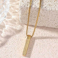 Titanium Steel High-Quality Square Pillar Engraved Necklace (With gift box)(MAC217)