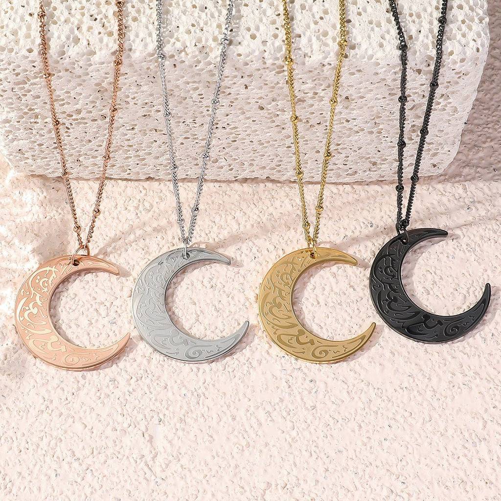 Simple Moon Titanium Steel Clavicle Chain Necklace (With gift box)(MAC218)