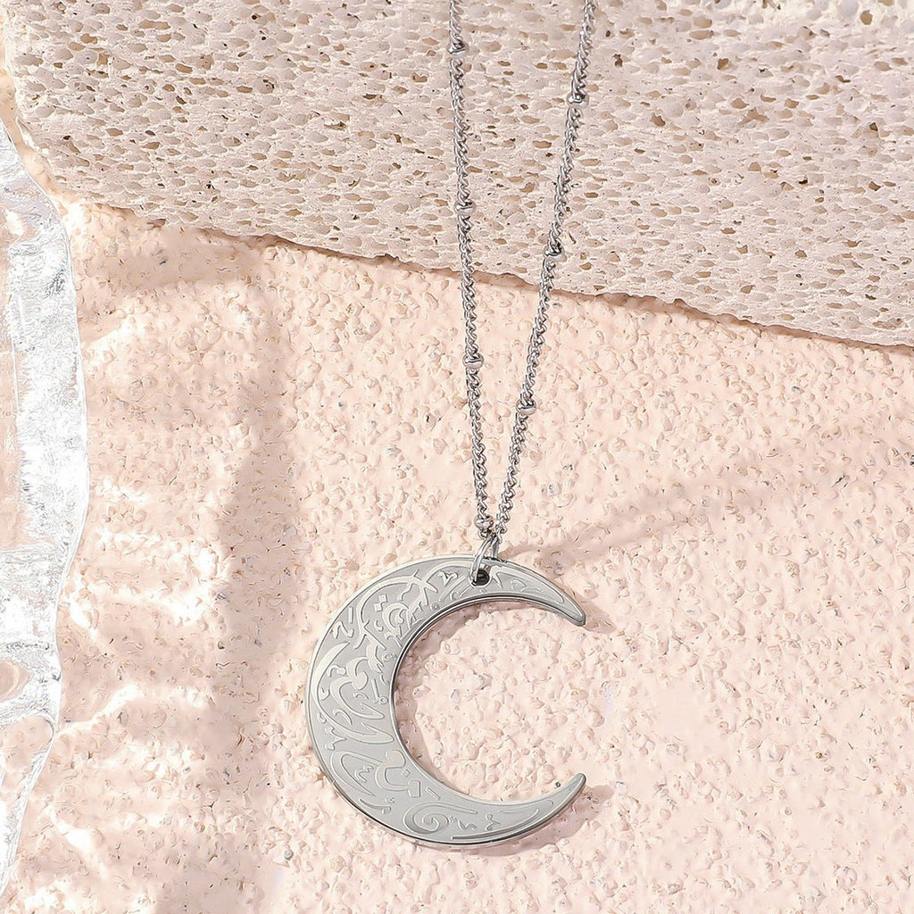 Simple Moon Titanium Steel Clavicle Chain Necklace (With gift box)(MAC218)