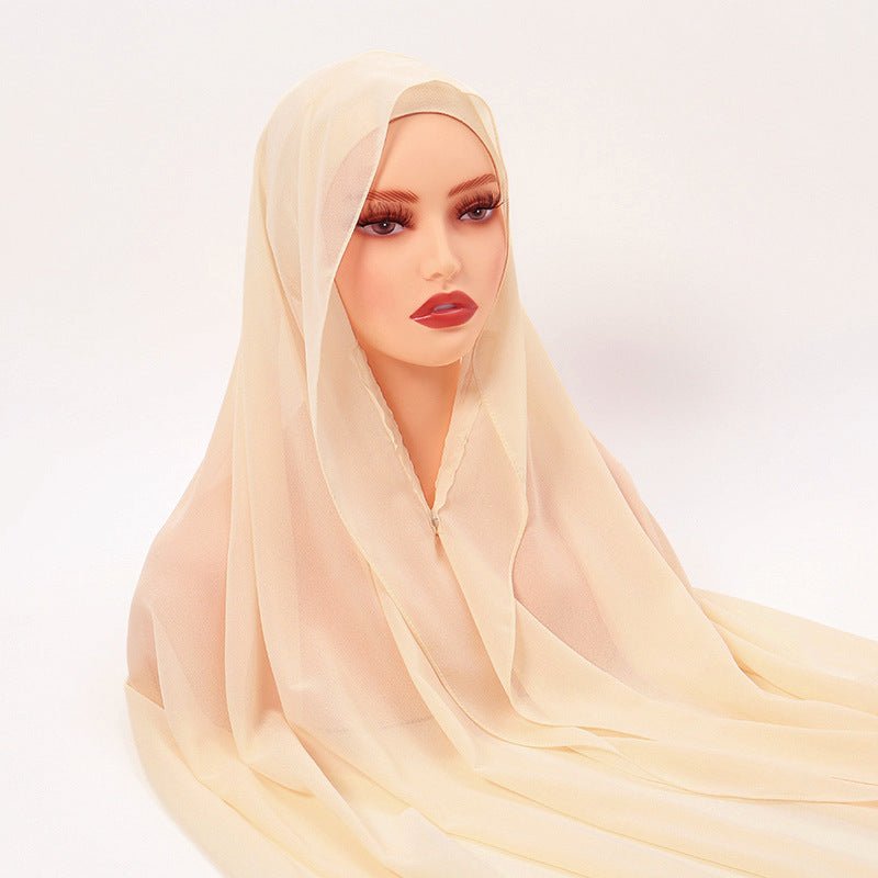 Magnetic Chiffon Instant Hijab | Easy-Wear Anti-Slip Square Scarf with Magnetic Closure (MH152)