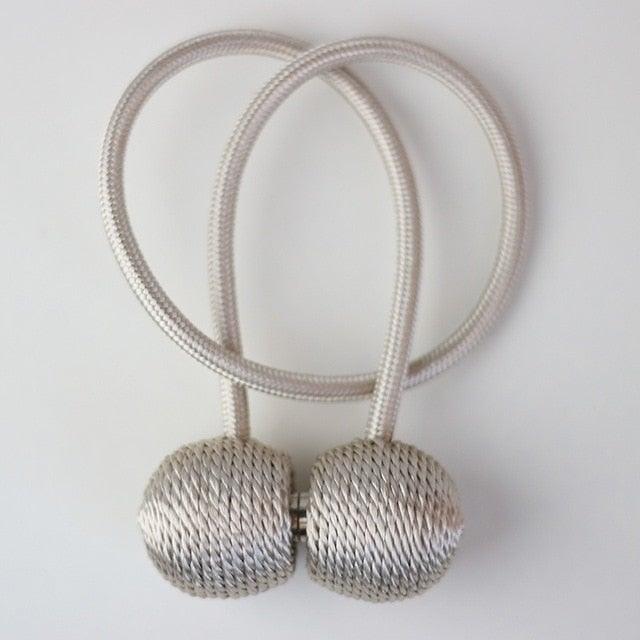 Magnetic Curtain Tieback Buckle Strap Holdbacks Magnet Clip For Curtain Rod Tie Backs Hanging Belts Rope Accessories Upgraded Curtain Buckles European Style Decorative Weave Rope Curtain Holdbacks Holder For Window Decor Curtain Clips Rope Straps Magnet