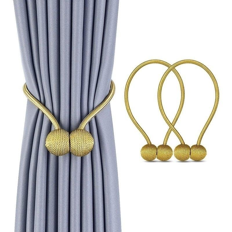 Magnetic Curtain Tieback Buckle Strap Holdbacks Magnet Clip For Curtain Rod Tie Backs Hanging Belts Rope Accessories Upgraded Curtain Buckles European Style Decorative Weave Rope Curtain Holdbacks Holder For Window Decor Curtain Clips Rope Straps Magnet